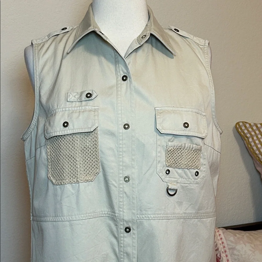 LAUREN RALPH LAUREN VINTAGE 9Os Y2K SAFARI VEST LT KHAKI TAN WOMENS SIZE MEDIUM